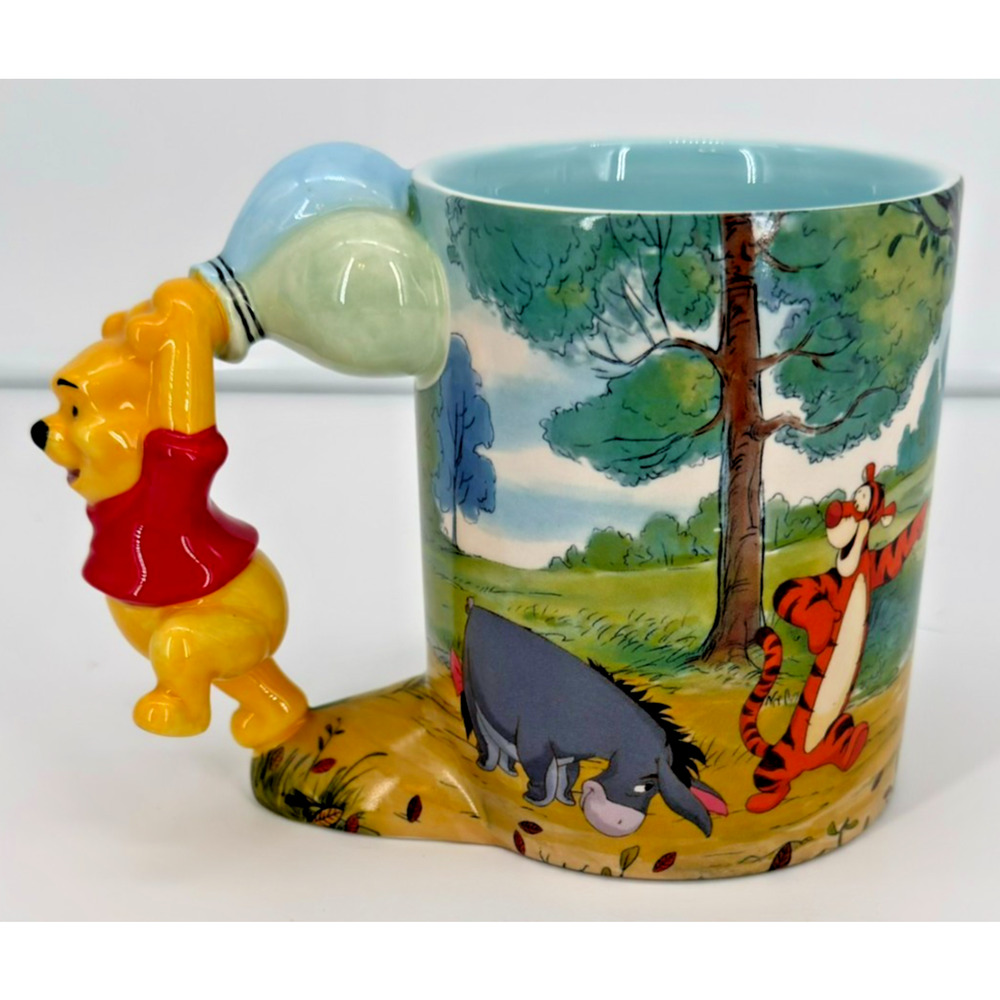 Disney Parks Winnie The Pooh Tigger Eeyore Piglet 3D Pooh Handle Coffee Mug Cup